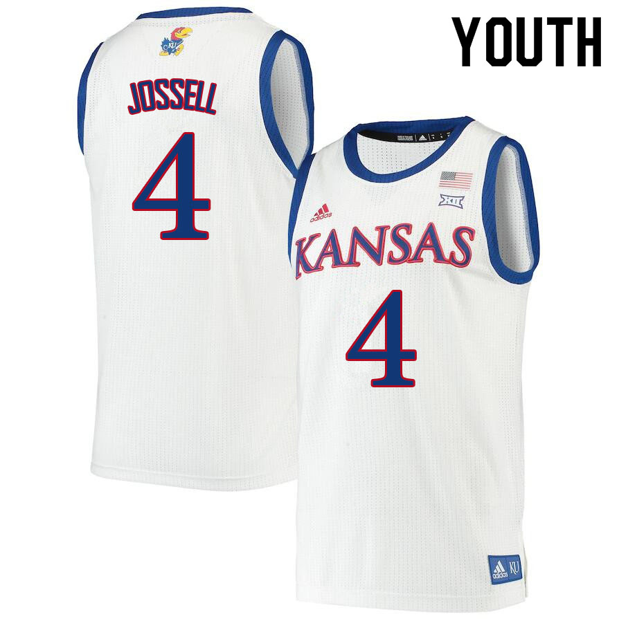 Youth #4 Latrell Jossell Kansas Jayhawks College Basketball Jerseys Sale-White - Click Image to Close